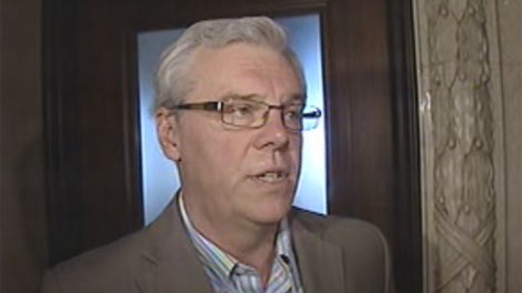 Manitoba Premier Greg Selinger speaks about Jack Layton's death with reporters on Aug. 22, 2011.  