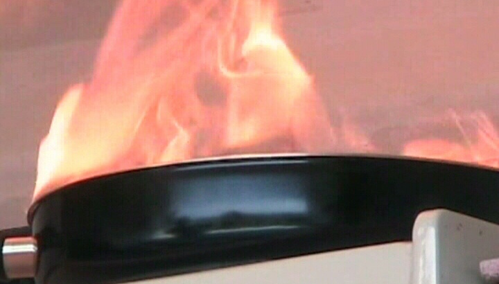 Hot oil on a stove can ignite in seconds.