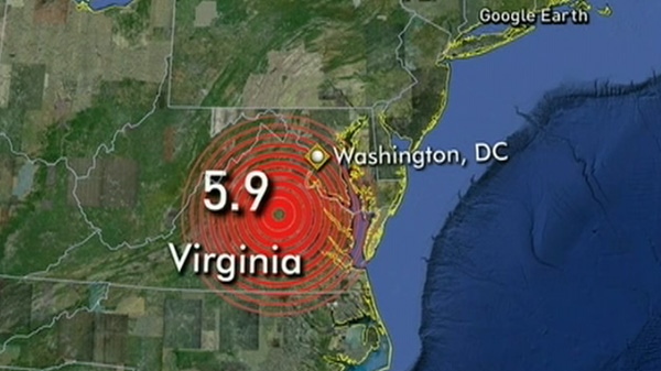 The 5.9-magnitude earthquake centred in Virginia rattled the East Coast Tuesday, Aug. 23, 2011.