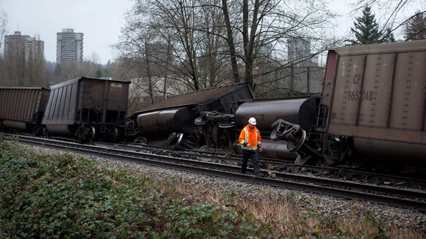 Burnaby train derailment spills coal into creek