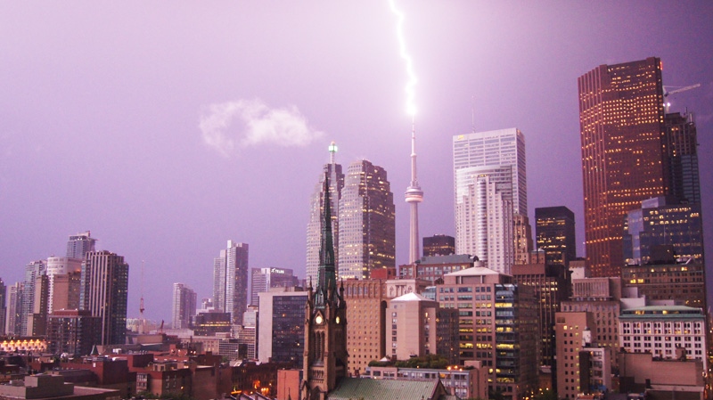 MyNews contributor Raphael Gomes shared this photo of a lightning bolt over the CN Tower in Toronto on Wednesday, Aug. 24, 2011.