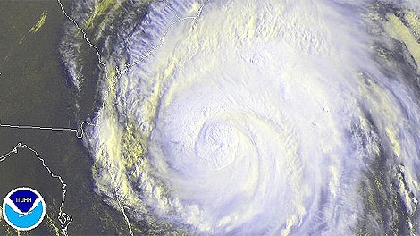 Hurricane Irene heads towards the North Carolina coast as seen in this enhanced NOAA satellite image taken at 8:45 a.m. ET, Friday, Aug. 26, 2011.