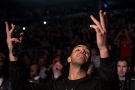 Rapper Drake introduces the Toronto Raptors over the PA system ahead of their 96-80 win over Brooklyn Nets in NBA basketball action in Toronto on Saturday, Jan. 11 , 2014. (The Canadian Press/Chris Young)
