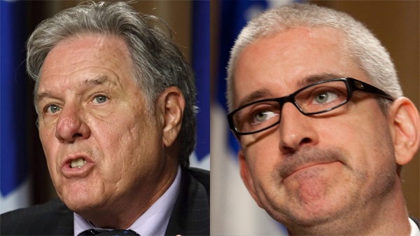 PQ defectors Pierre Curzi, left, and Jean-Martin Aussant, right, both confirmed that they'd consider running for the PQ leadership were leader Pauline Marois to leave.