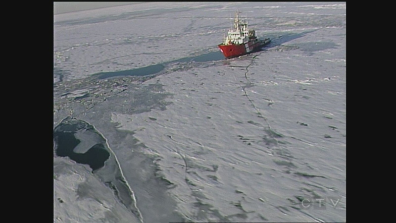 Search and rescue crews comb through the icy waters of Lake Erie on Jan. 18, 2004 after a Cessna plan crashed off the coast of Pelee Island. (CTV Windsor)