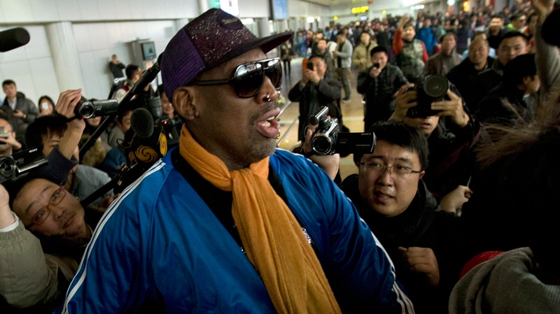 Dennis Rodman at Capital Int'l Airport, Beijing