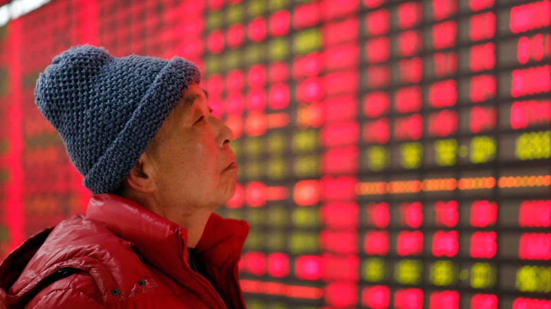 Stock price monitor in Shanghai, China