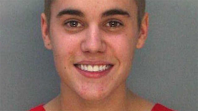 Justin Bieber's mugshot following his arrest by the Miami Beach Police Department.