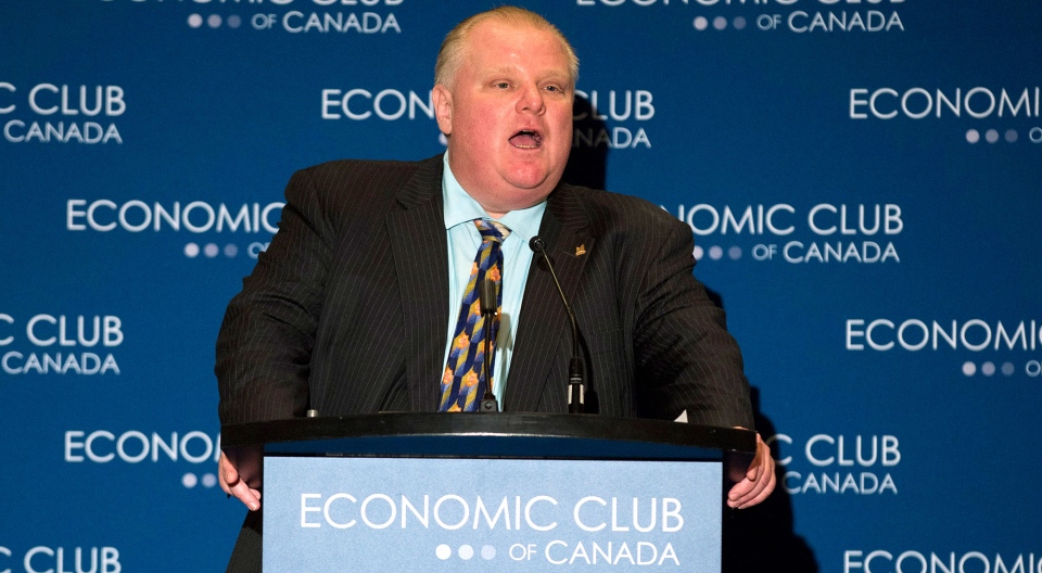 Ford stuck in elevator late speech Economic Club