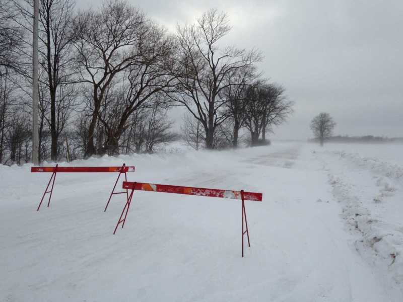 A roadway north of Lucan, Ont. is blocked off after a fatal crash on Friday, Jan. 24, 2014. (Chuck Dickson / CTV London)
