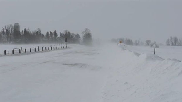 Blowing snow in Mount Forest