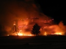 Flames destroyed an empty house near New Hamburg, Ont., on Tuesday, Jan. 28, 2014. (Courtesy Brent W.J. Mackie)