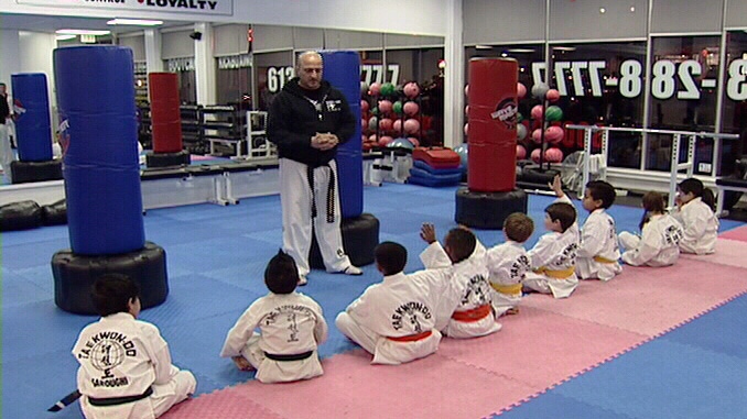 "Master Sam" teaches taekwon-do class.