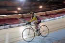 French cyclist Robert Marchand, aged 102, cycles in a bid to beat his record for distance cycled in one hour, at the velodrome of Saint-Quentin en Yvelines, outside Paris on Jan. 31, 2014. (AP Photo/Thibault Camus)