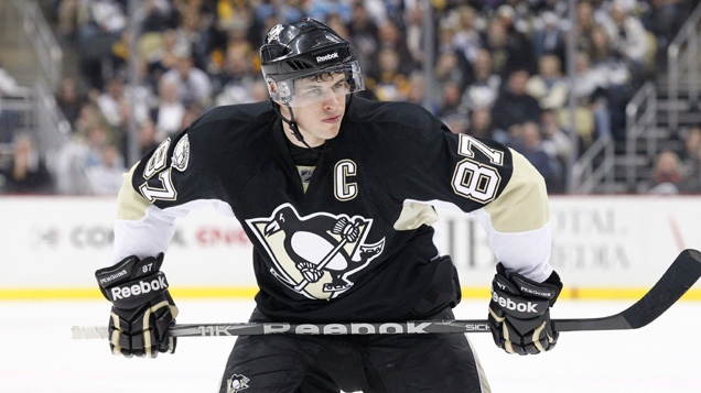 This Jan. 5, 2011, file photo shows Pittsburgh Penguins' Sidney Crosby playing against the Tampa Bay Lightning in the first period of an NHL hockey game, in Pittsburgh. Crosby's agent said there's no timetable for the Penguins star to return from a concussion, the clearest indication yet that he may not be ready when the NHL season begins in October. (AP Photo/Gene J. Puskar, File)