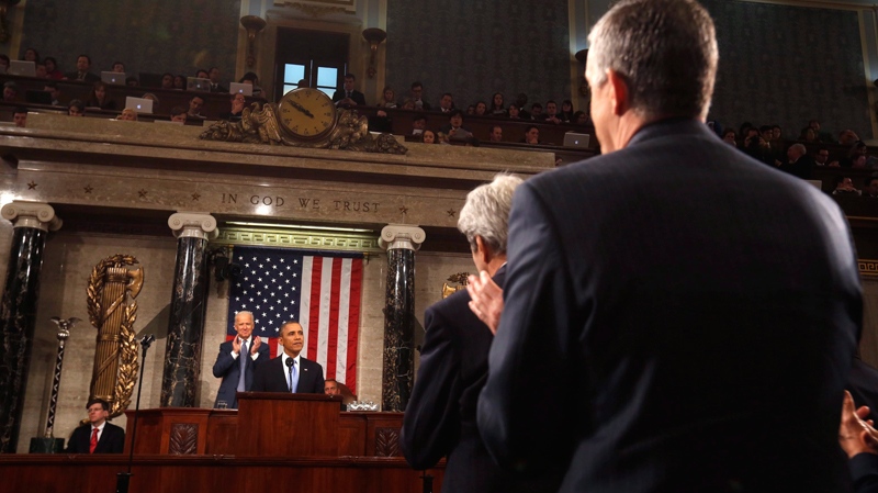 Denis McDonough, right, at the State of the Union