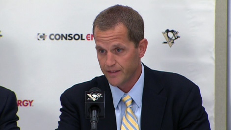 Dr. Michael Collins, the team doctor for the Pittsburgh Penguins speaks to the media in Pittsburgh, Wednesday, Sept. 7, 2011.