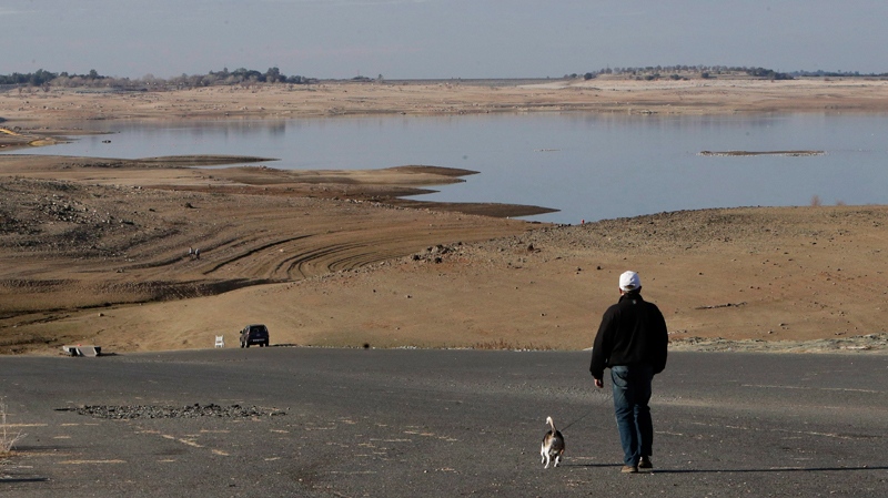 Low water level in Folsom Lake, Calif.