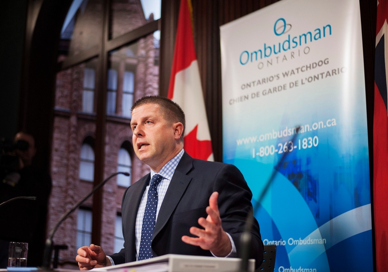 Ontario Ombudsman Andre Marin speaks at a news conference at Queens Park in Toronto on Tuesday, Feb. 4, 2014 . (Aaron Vincent Elkaim / THE CANADIAN PRESS)