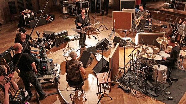 Irish rock band U2 are shown during the filming of the documentary 'From the Sky Down,' which will premiere opening night at the Toronto International Film Festival. (Toronto International Film Festival)