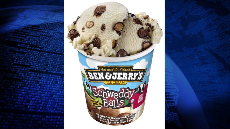 Ben & Jerry's has Schweddy Balls. The ice cream is an homage to a 13-year-old 'Saturday Night Live' skit featuring Alec Baldwin as bakery owner Pete Schweddy, whose unique holiday offerings included a delicacy called Schweddy balls. 