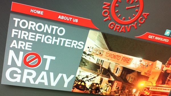 Toronto firefighters have created the website 'NotGravy.com' to raise awareness about looming cuts. (CTV NEWS/Maurice Cacho)