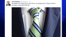 Finance Minister Jim Flaherty took to Twitter to determine which tie he should wear for Tuesday's Budget Day. (Jim Flaherty / Twitter)