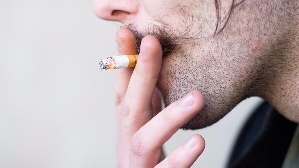 A smoker inhales during a cigarette break in B.C.