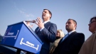 Ontario PC leader Tim Hudak speaks during a campaign stop in London, Ont., on Tuesday, Sept. 13, 2011. (Geoff Robins / THE CANADIAN PRESS)