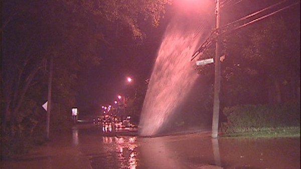 A water main broke overnight on Gouin Blvd. (Sept. 13, 2011)