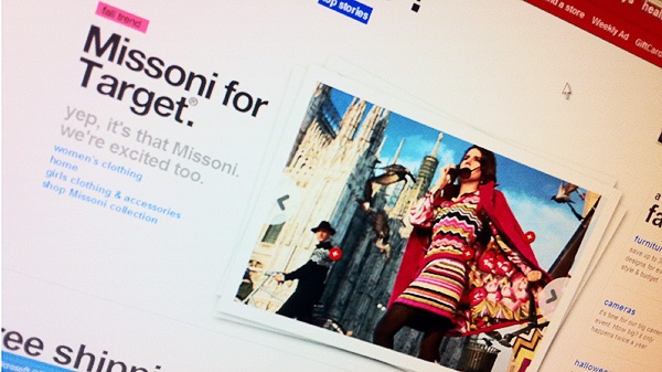 The Target website promoting the retailer's Missoni collection appears in this photo from Sept. 14, 2011. 