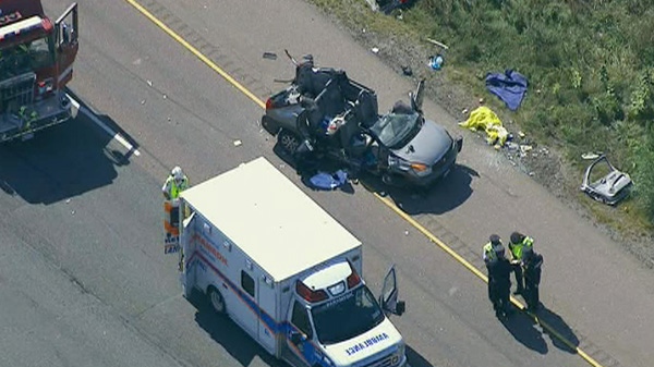 A man is in hospital in critical condition after a crash on Highway 410 in Brampton, west of Toronto.