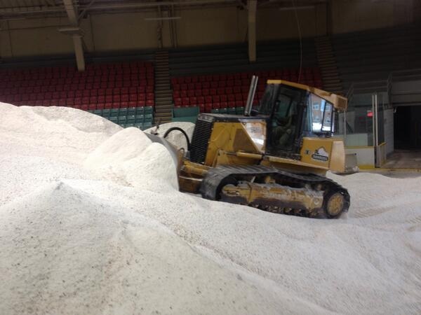 Salt stockpile in Windsor Arena