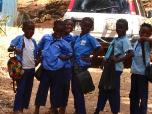 School children laugh in Freetown on Feb. 14, 2014. (CTV News / Ethan Faber)