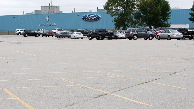 A partially filled parking lot is seen at the Ford Assembly Plant in St. Thomas, Ont., on Thursday, September 8, 2011. (THE CANADIAN PRESS/Dave Chidley)