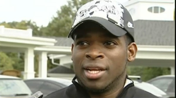 Canadiens defenceman P.K. Subban speaks to reporters at the team's annual golf tournament Wednesday.