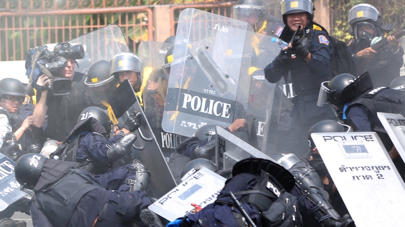 Riot police in Bangkok, Thailand, Feb. 18, 2014