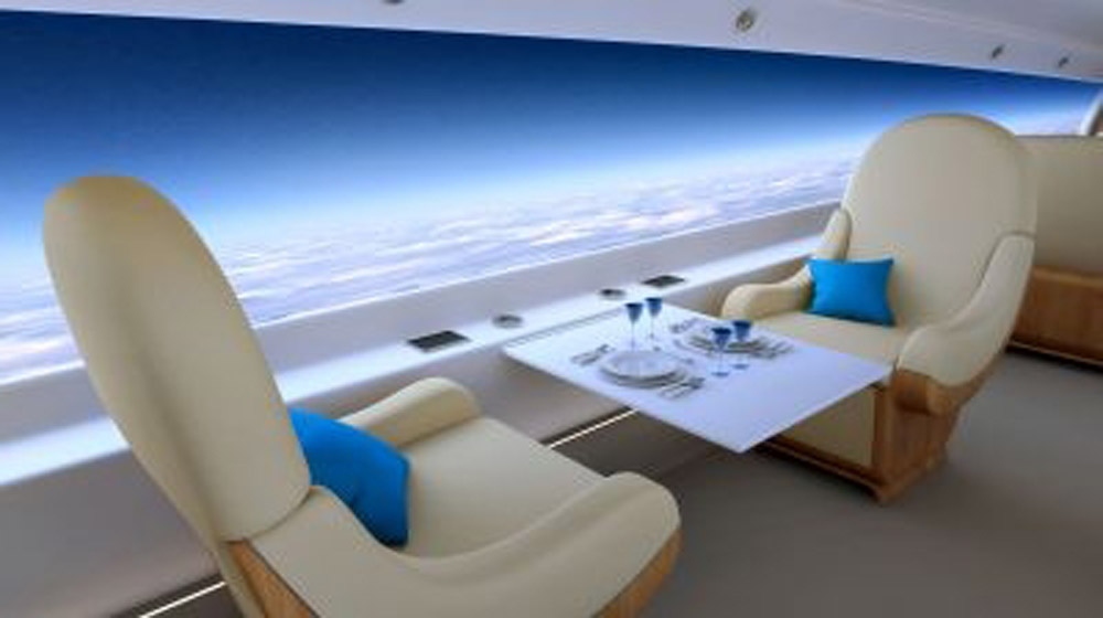 Supersonic jet with windowless cabin