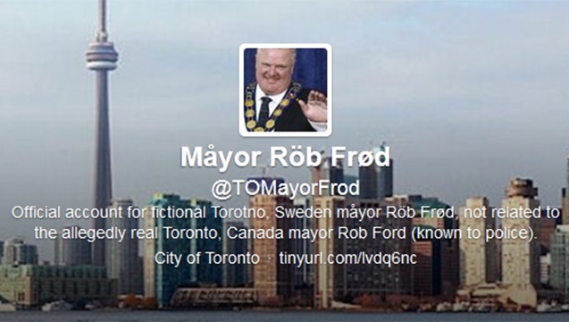 Rob Ford satire Twitter account @TOMayorFrod 