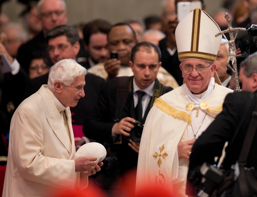 Pope Benedict XVI joins Pope Francis