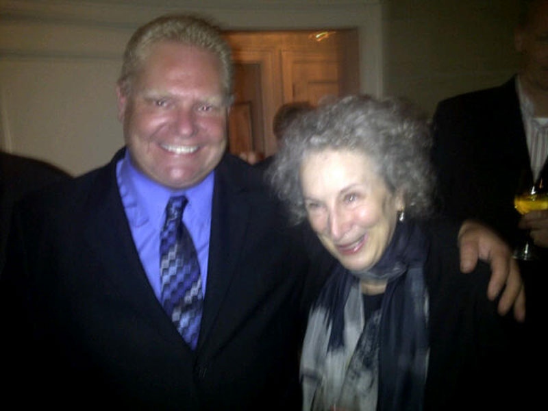 Counc. Doug Ford meets author Margaret Atwood in Toronto on Tuesday, Sept. 20, 2011. (Michael Thompson)