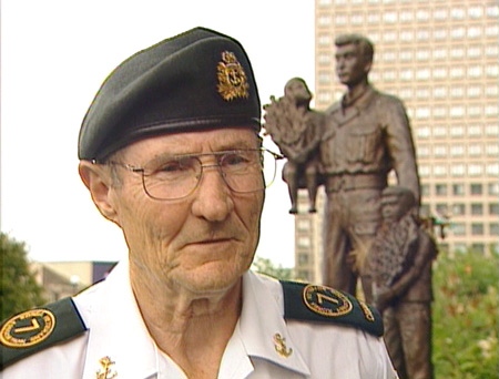 Bill Black, of the Korean War Veterans Association, stands near the Monument to Canadian Fallen in Ottawa, Tuesday, July 22, 2008.