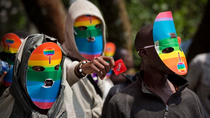 Protesting Uganda's anti-gay laws in Kenya
