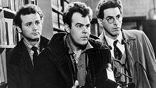 In an undated file photo, Bill Murray, Dan Aykroyd, centere, and Harold Ramis, right, appear in a scene from the 1984 movie "Ghostbusters". (AP Photo, File)