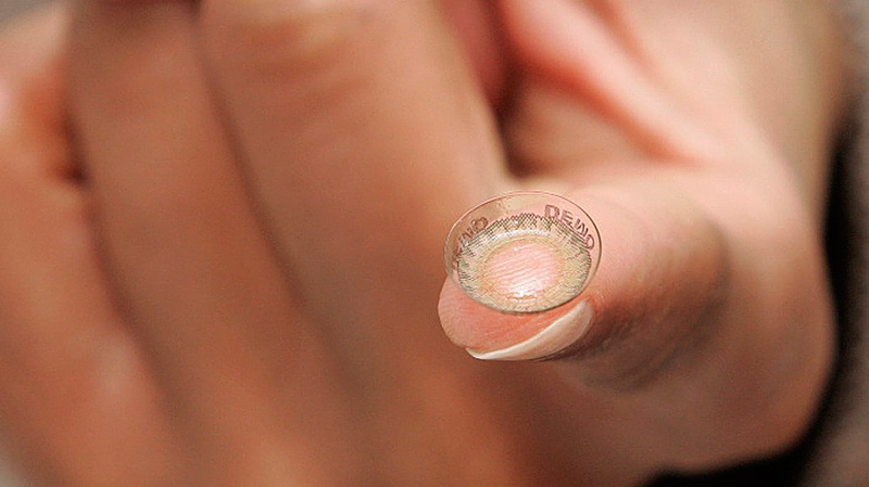 Close-up of a contact lens