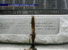 A war memorial in Ottawa, dedicated to Korean War veterans, was found smeared with human feces Monday, July 21, 2008. (Courtesy Ottawa Sun)