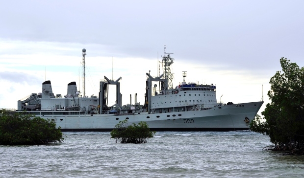 HMCS Protecteur towed