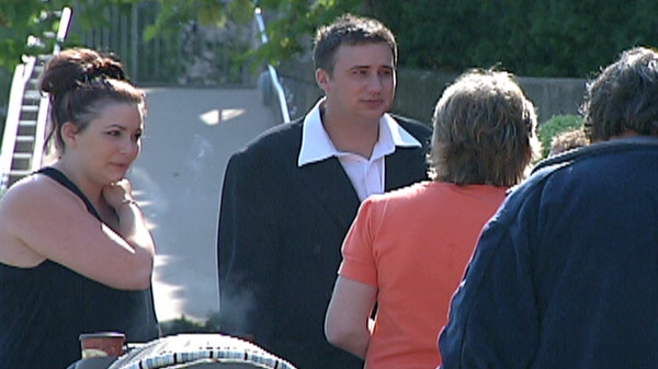 Cory Armishaw walks outside the court house in Guelph, Ont. in this undated image taken from video.