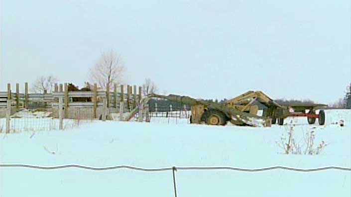 A man has died following an accident on a farm on Duff Line in Elgin County, Ont. on Wednesday, March 5, 2014. (Bryan Bicknell / CTV London)