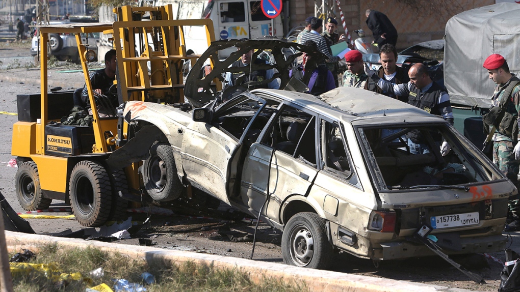Car bombing site inspected in Beirut, Lebanon